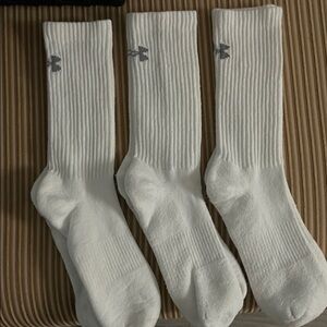 Under Armour Womens White and Gray Crew Socks